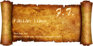 Fábián Timur névjegykártya